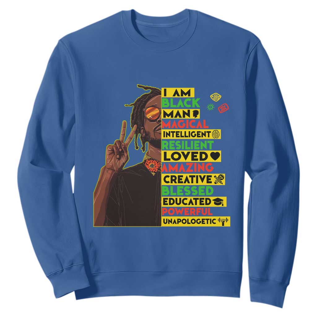 I Am Black Man With Locd Sweatshirt Cool African Pride Black History Month