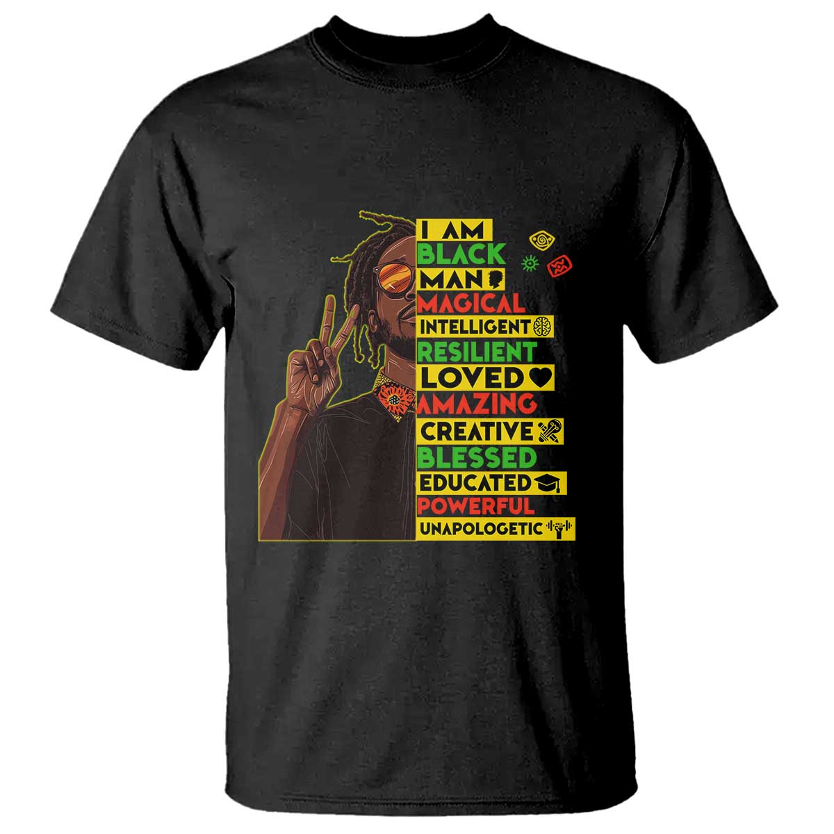 I Am Black Man With Locd T Shirt Cool African Pride Black History Month