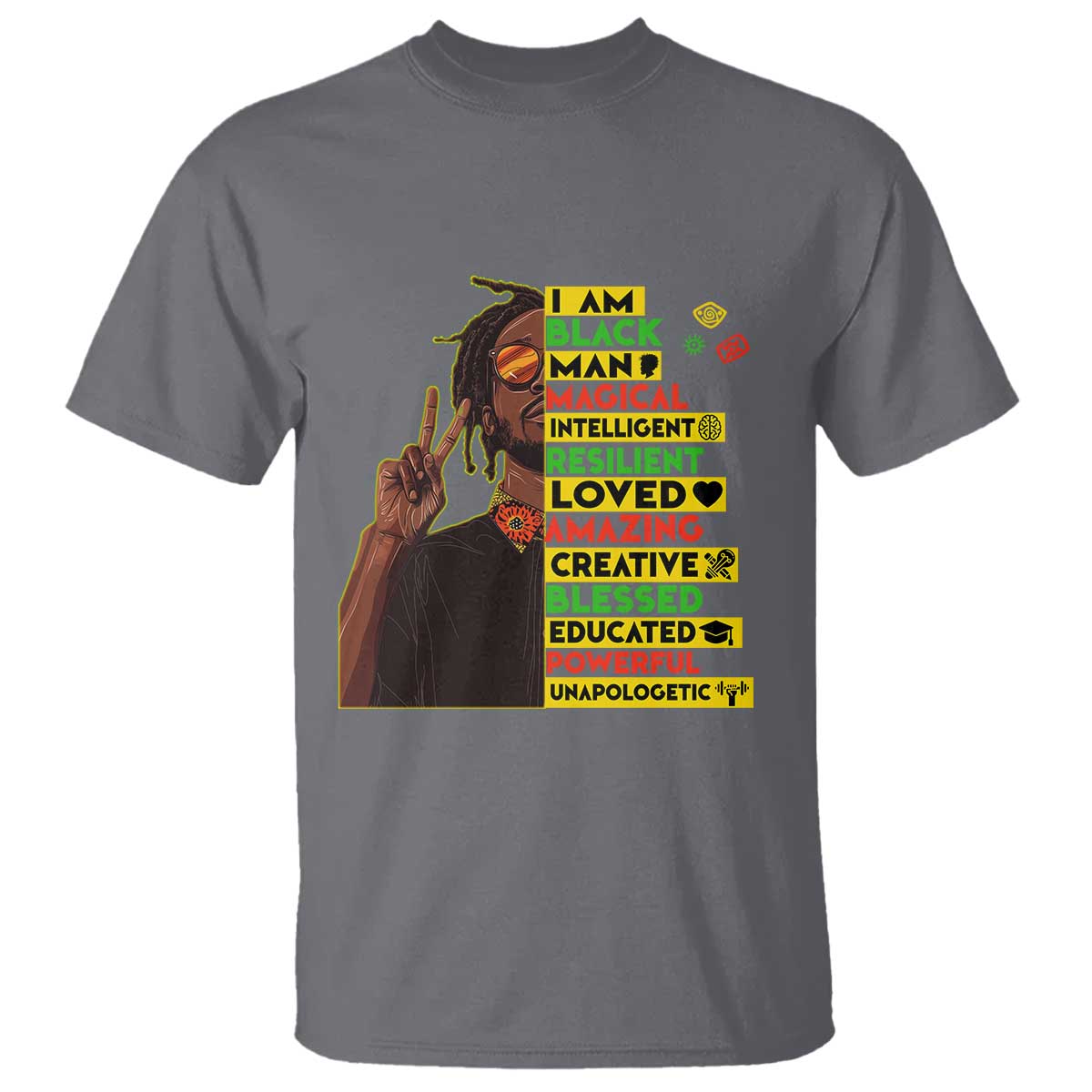 I Am Black Man With Locd T Shirt Cool African Pride Black History Month