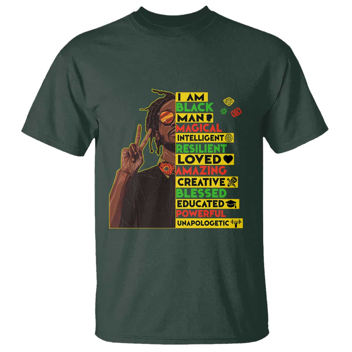 I Am Black Man With Locd T Shirt Cool African Pride Black History Month