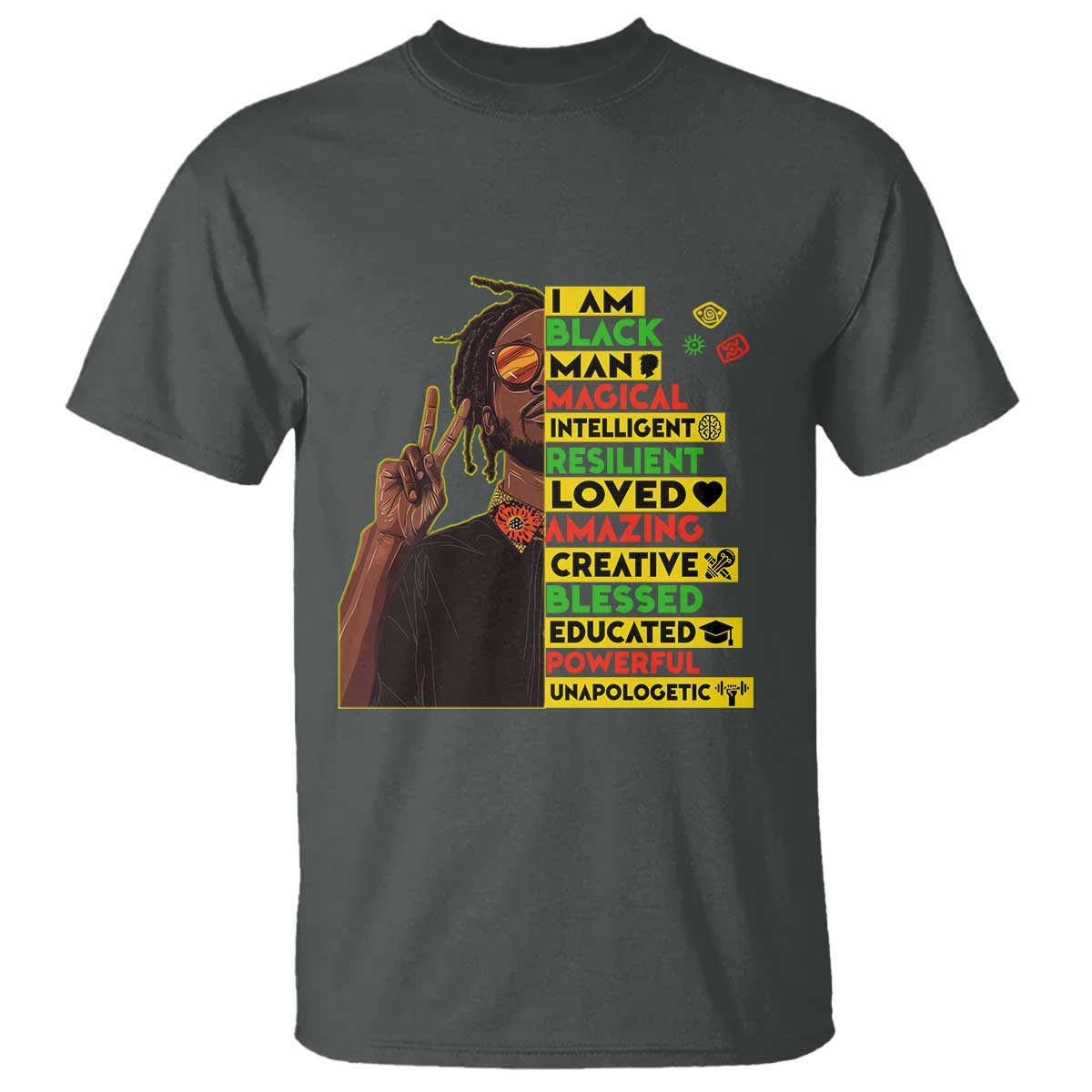 I Am Black Man With Locd T Shirt Cool African Pride Black History Month