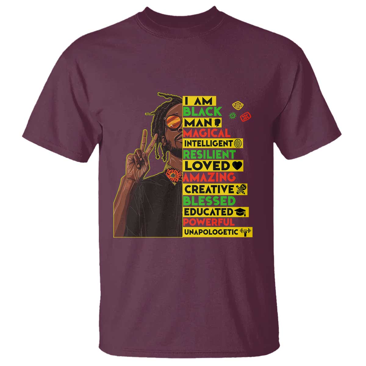 I Am Black Man With Locd T Shirt Cool African Pride Black History Month