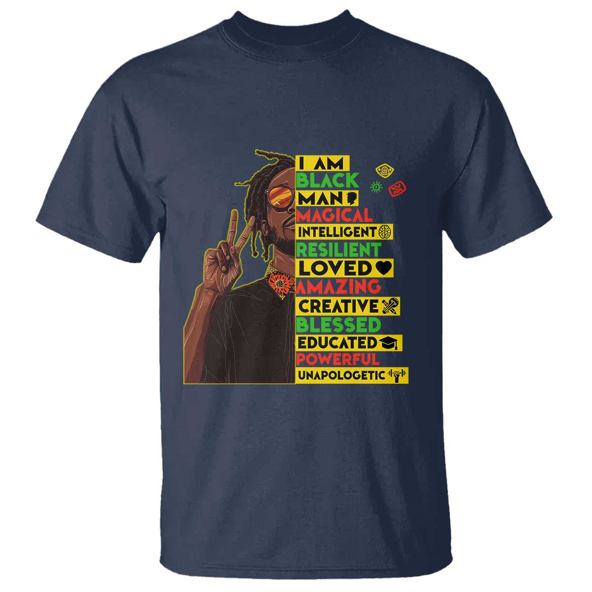 I Am Black Man With Locd T Shirt Cool African Pride Black History Month