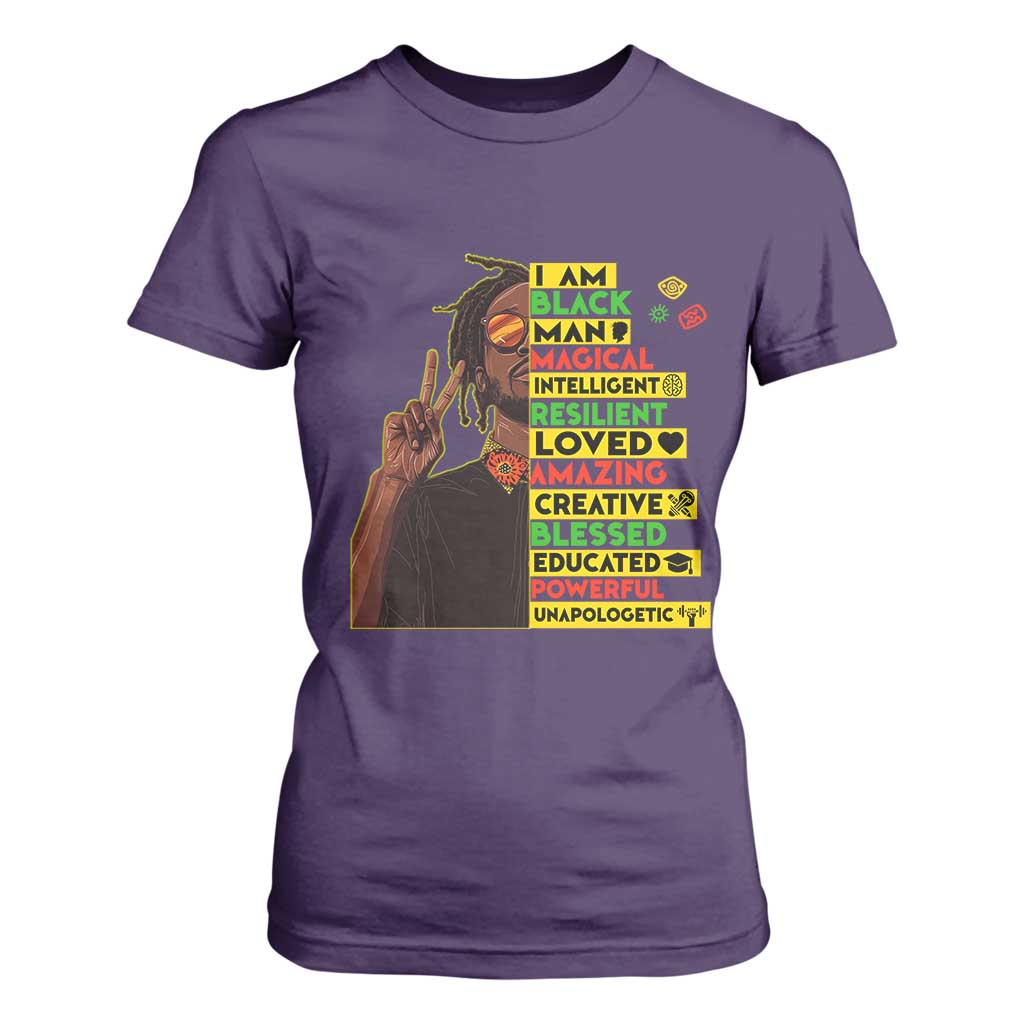 I Am Black Man With Locd T Shirt For Women Cool African Pride Black History Month