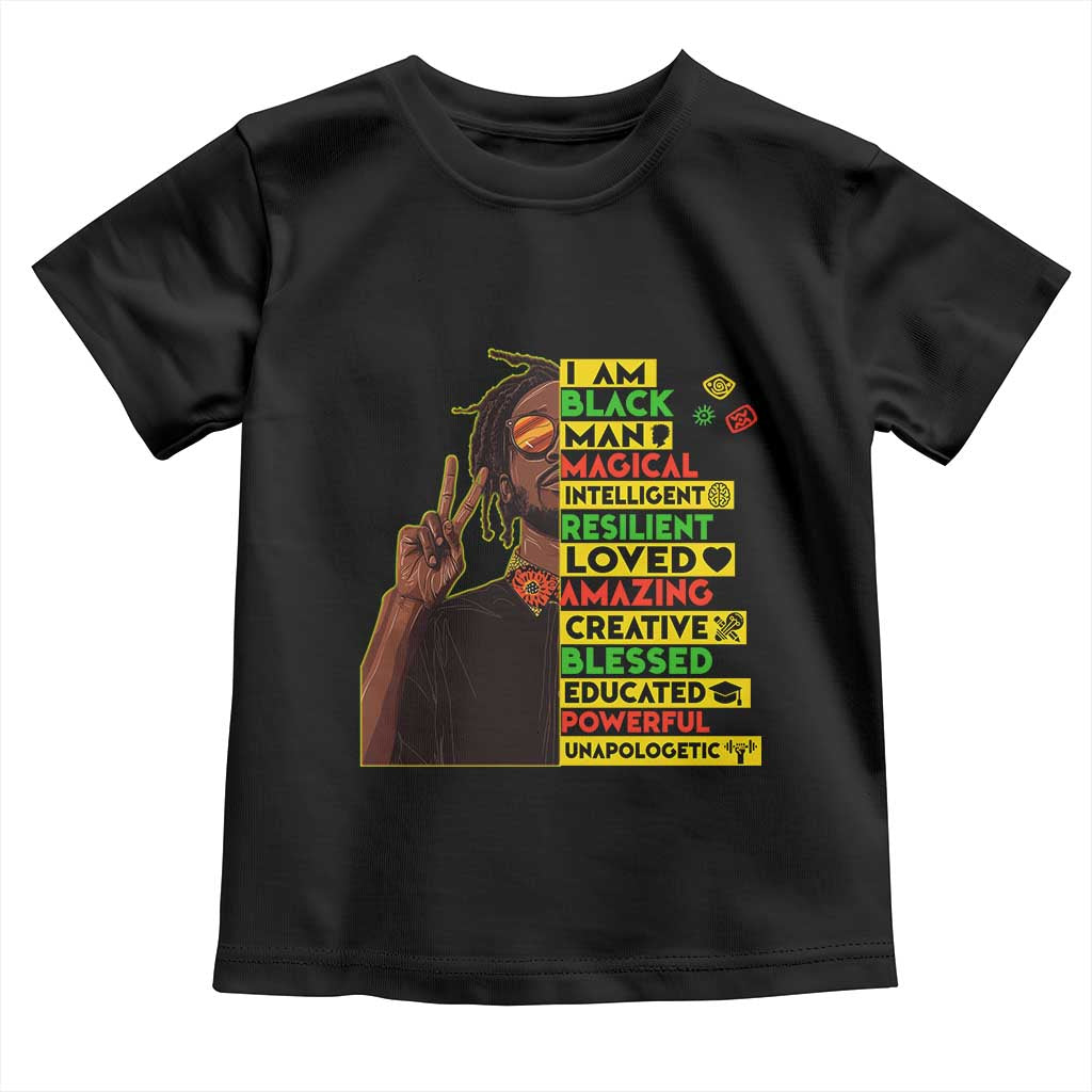 I Am Black Man With Locd Toddler T Shirt Cool African Pride Black History Month
