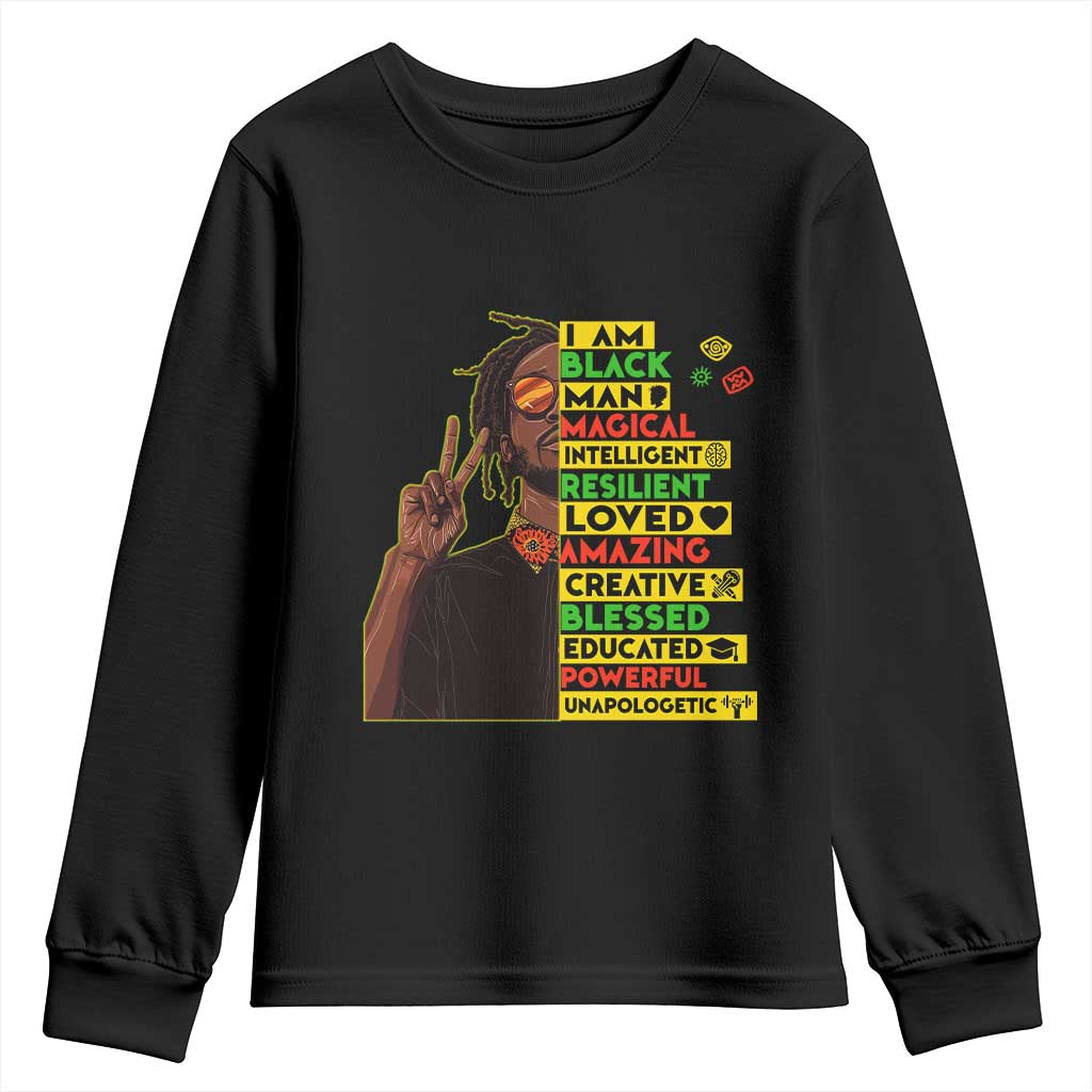 I Am Black Man With Locd Youth Sweatshirt Cool African Pride Black History Month