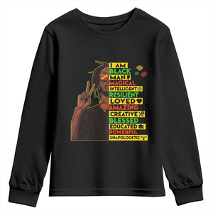 I Am Black Man With Locd Youth Sweatshirt Cool African Pride Black History Month