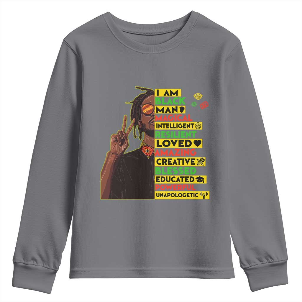 I Am Black Man With Locd Youth Sweatshirt Cool African Pride Black History Month