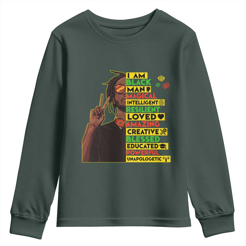 I Am Black Man With Locd Youth Sweatshirt Cool African Pride Black History Month