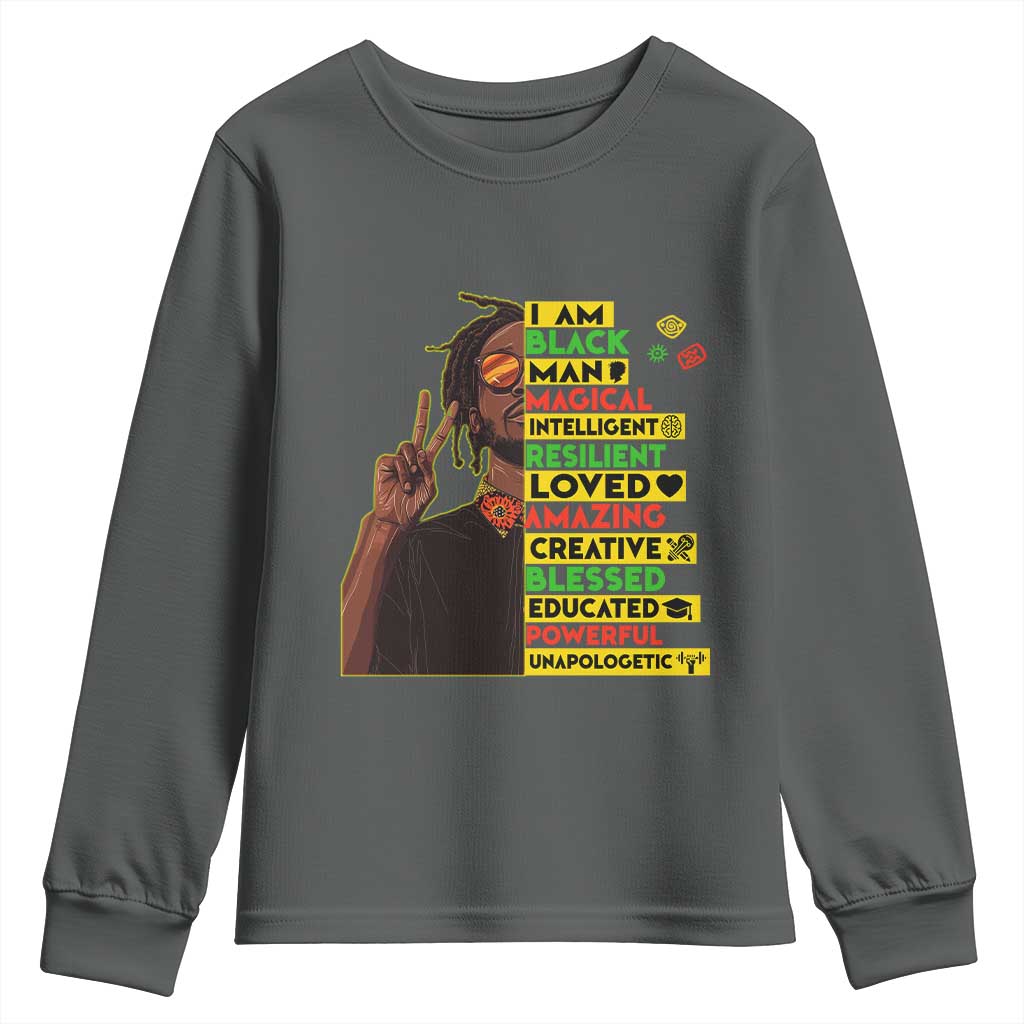 I Am Black Man With Locd Youth Sweatshirt Cool African Pride Black History Month