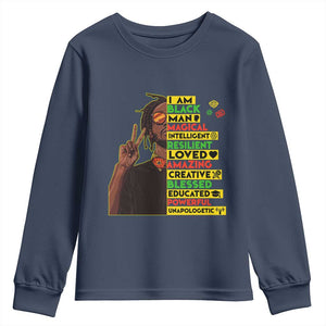 I Am Black Man With Locd Youth Sweatshirt Cool African Pride Black History Month