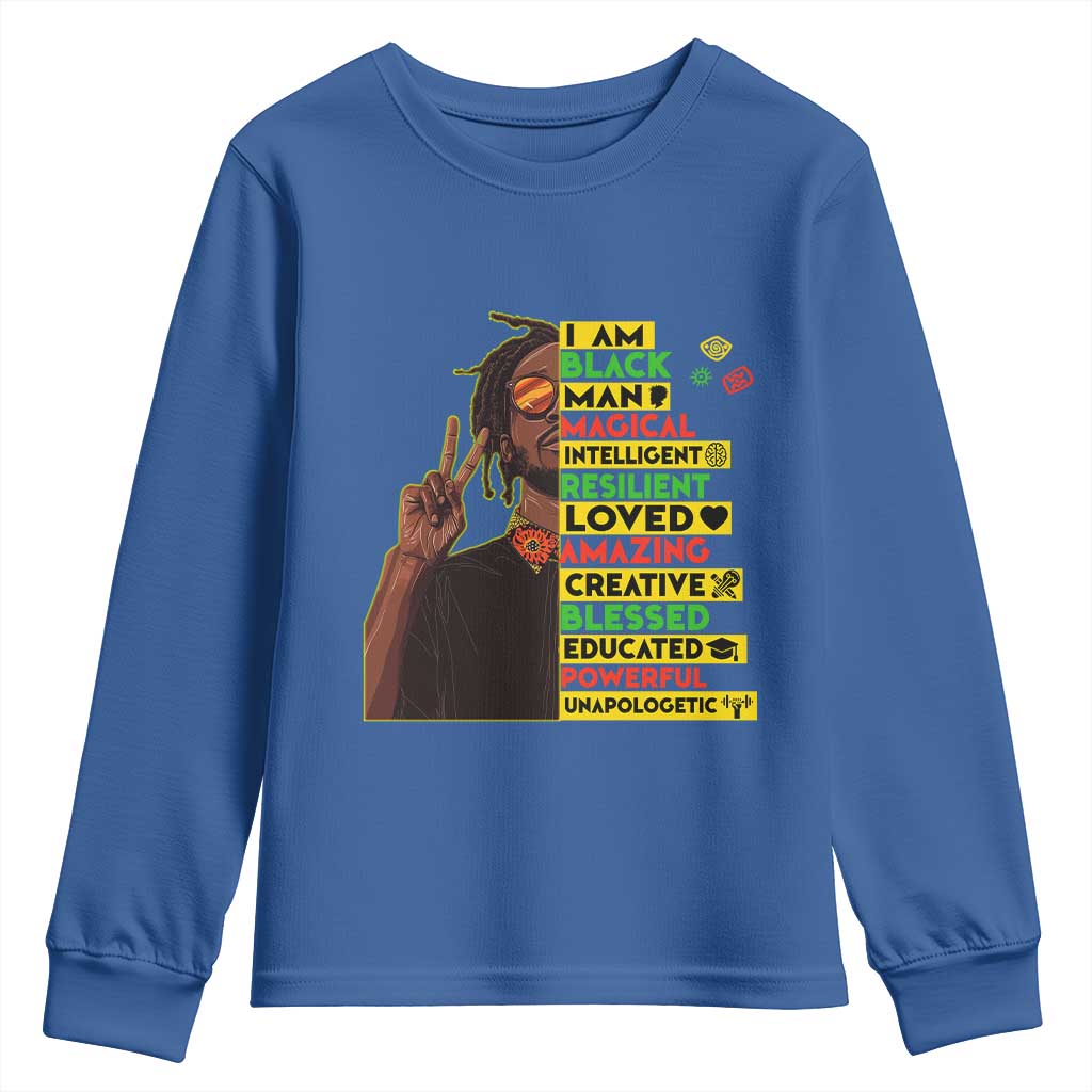 I Am Black Man With Locd Youth Sweatshirt Cool African Pride Black History Month