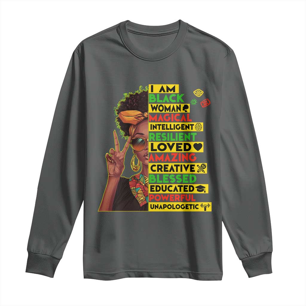 I Am Black Man Afro Long Sleeve Shirt African American Pride Black History Month