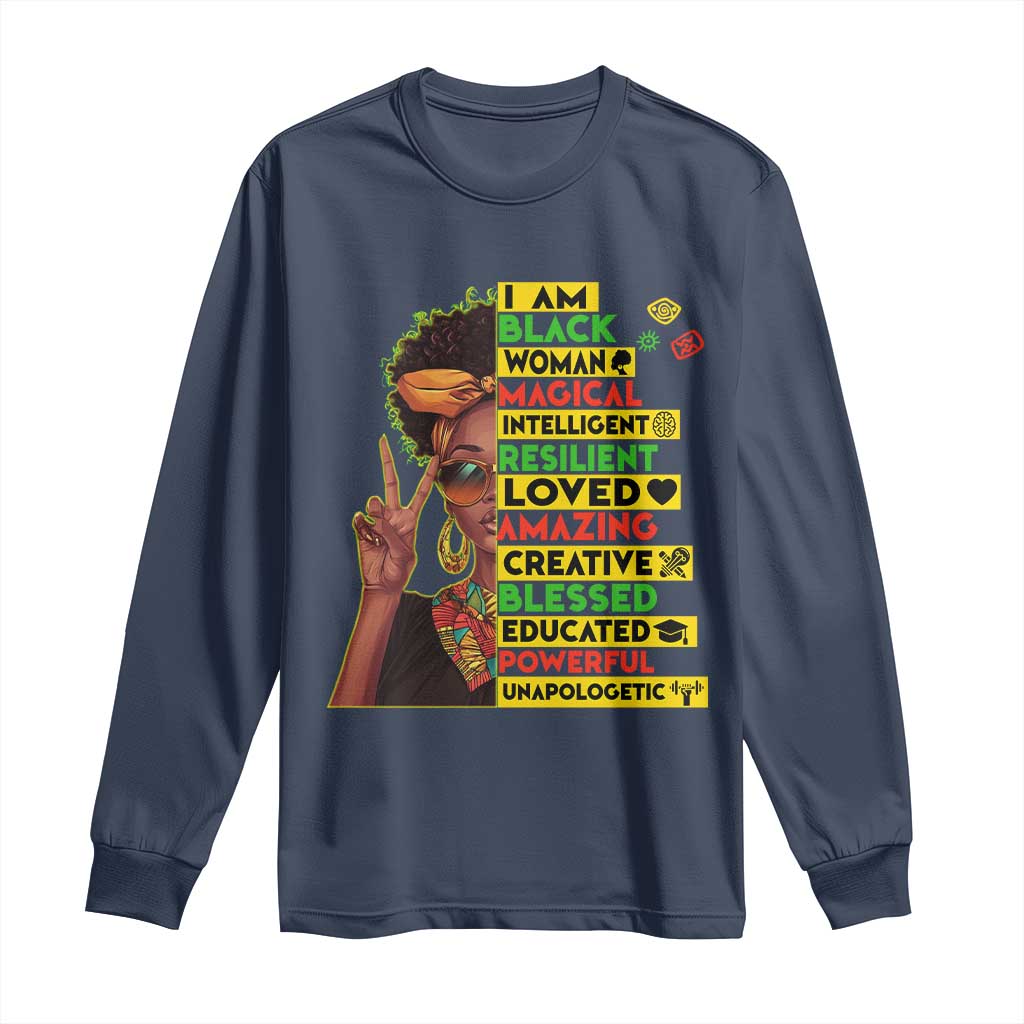 I Am Black Man Afro Long Sleeve Shirt African American Pride Black History Month