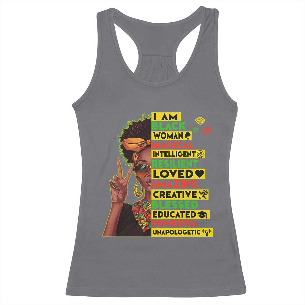 I Am Black Man Afro Racerback Tank Top African American Pride Black History Month