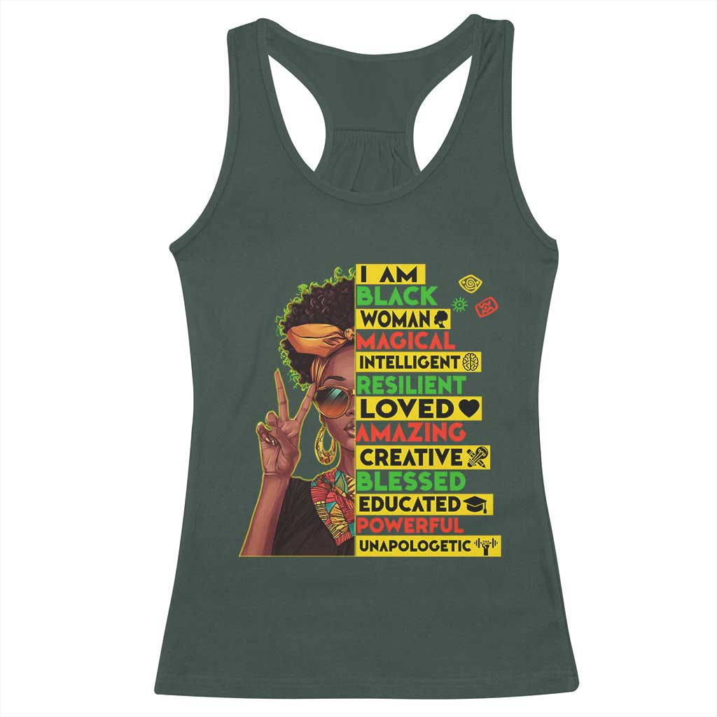 I Am Black Man Afro Racerback Tank Top African American Pride Black History Month