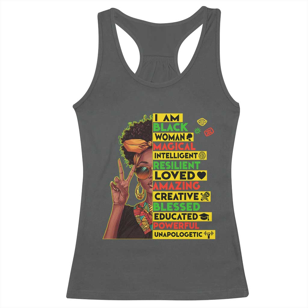I Am Black Man Afro Racerback Tank Top African American Pride Black History Month