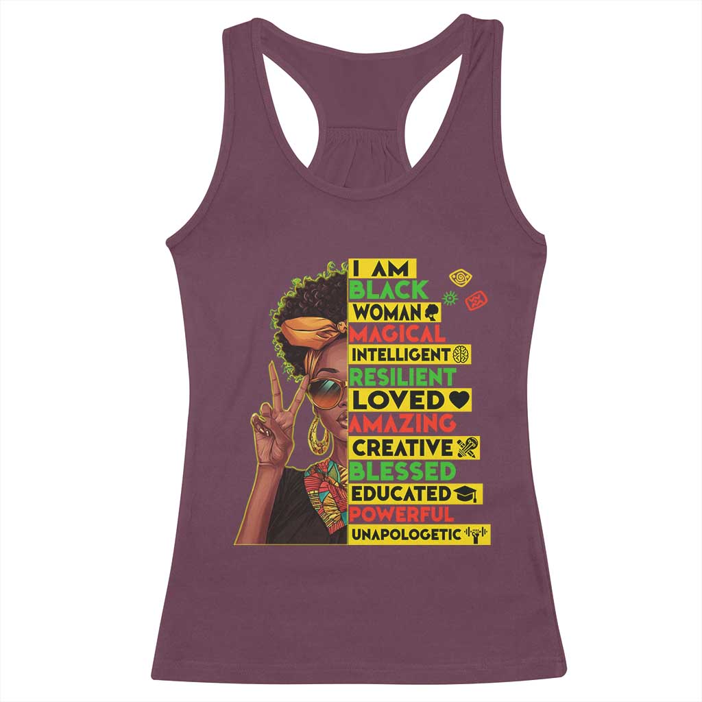 I Am Black Man Afro Racerback Tank Top African American Pride Black History Month