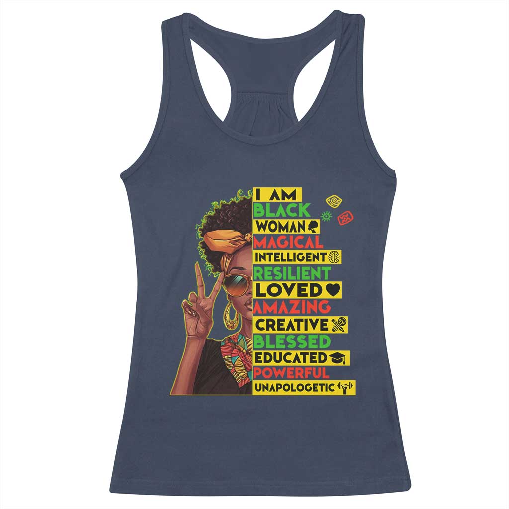 I Am Black Man Afro Racerback Tank Top African American Pride Black History Month