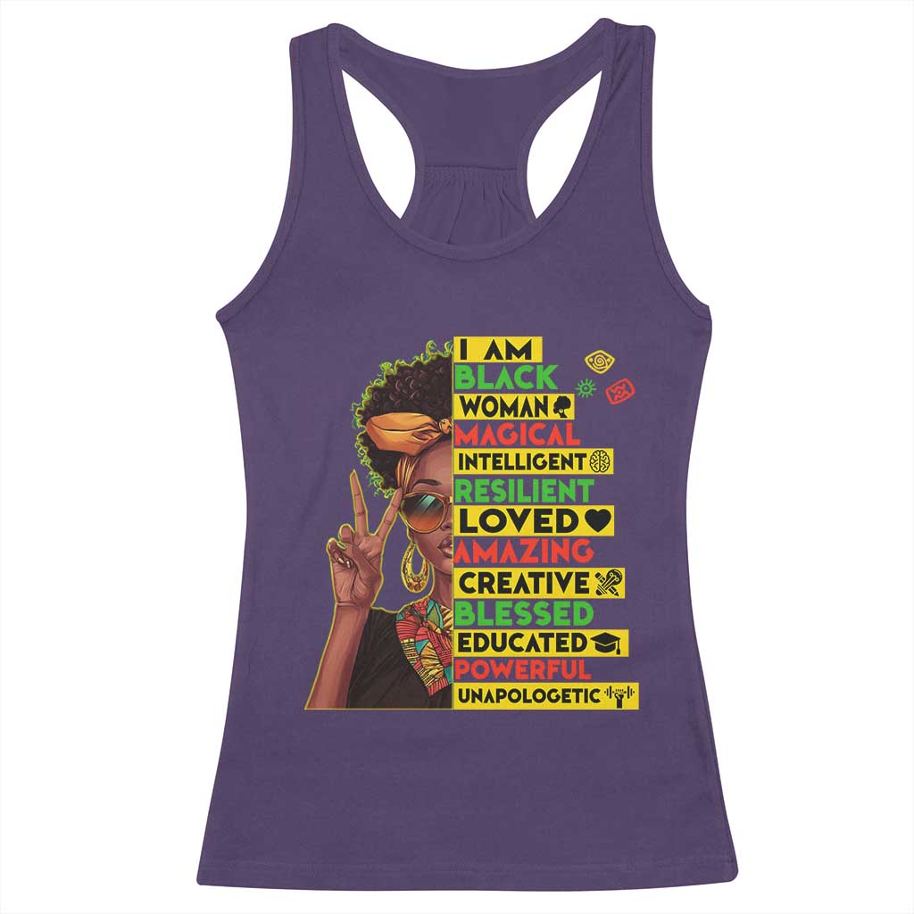 I Am Black Man Afro Racerback Tank Top African American Pride Black History Month