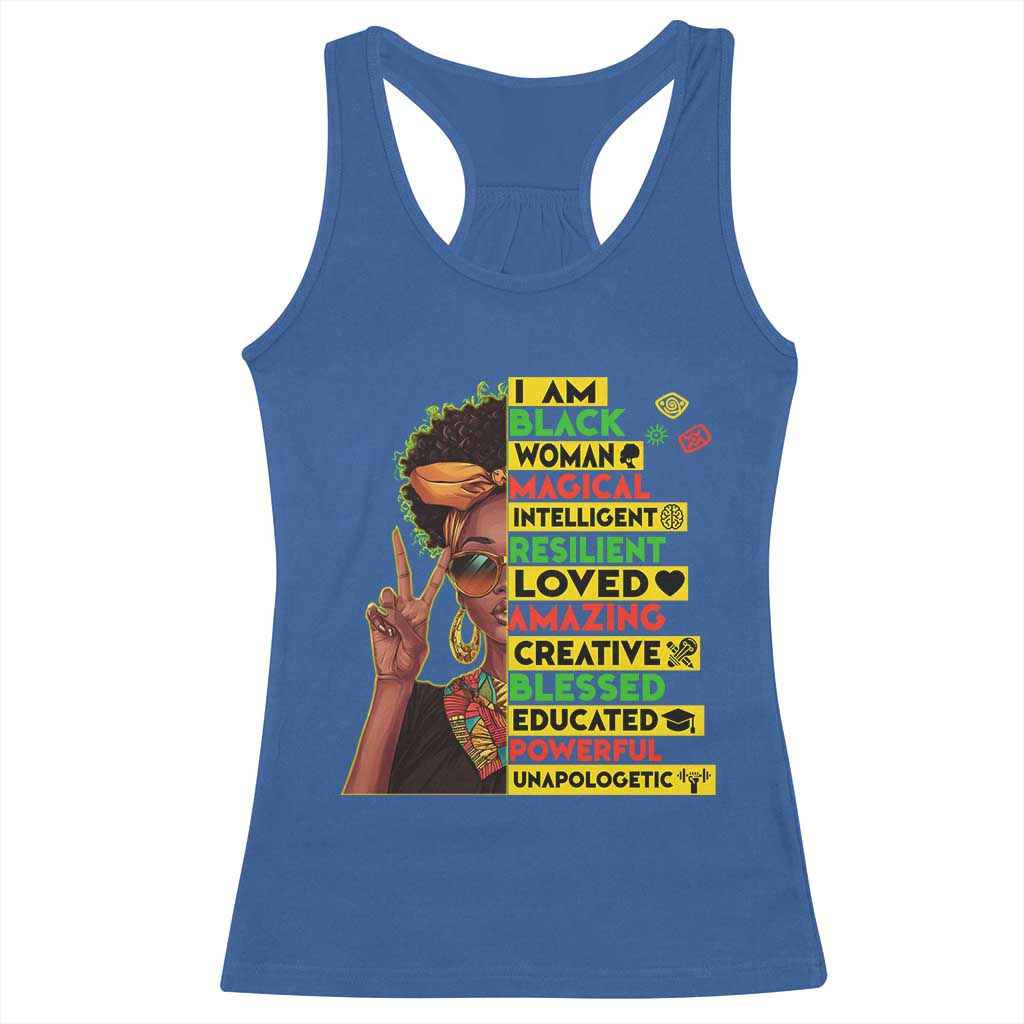 I Am Black Man Afro Racerback Tank Top African American Pride Black History Month