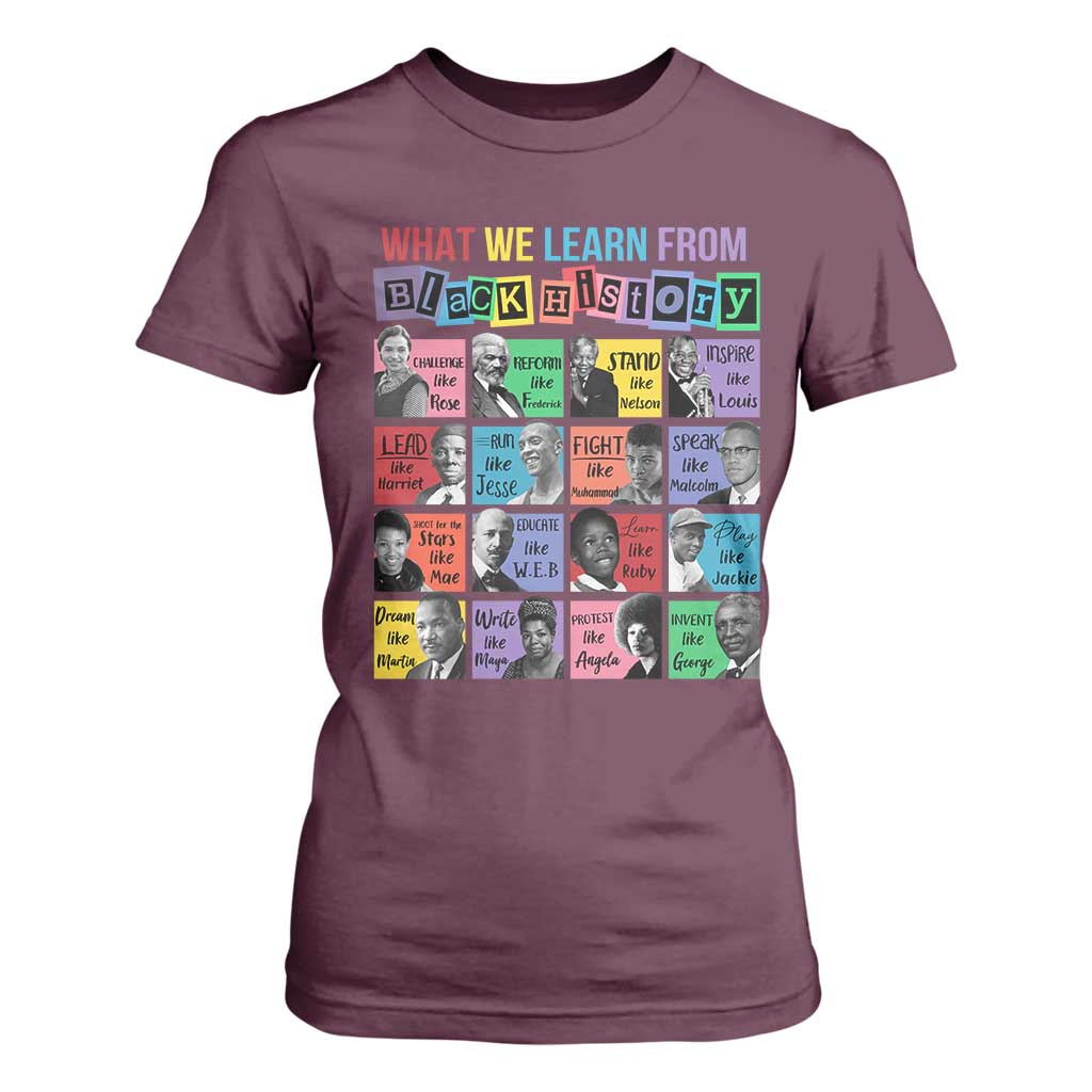 What We Learn From Black History T Shirt For Women Black Excellence Civil Rights Leaders