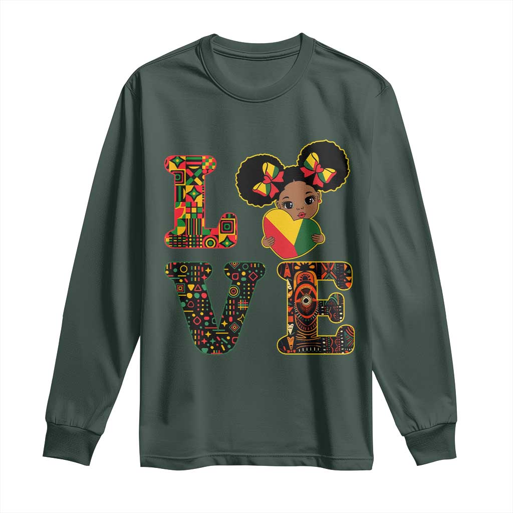 I Am Black Child Cute Girl Long Sleeve Shirt LOVE Black History Month Strong African Pride