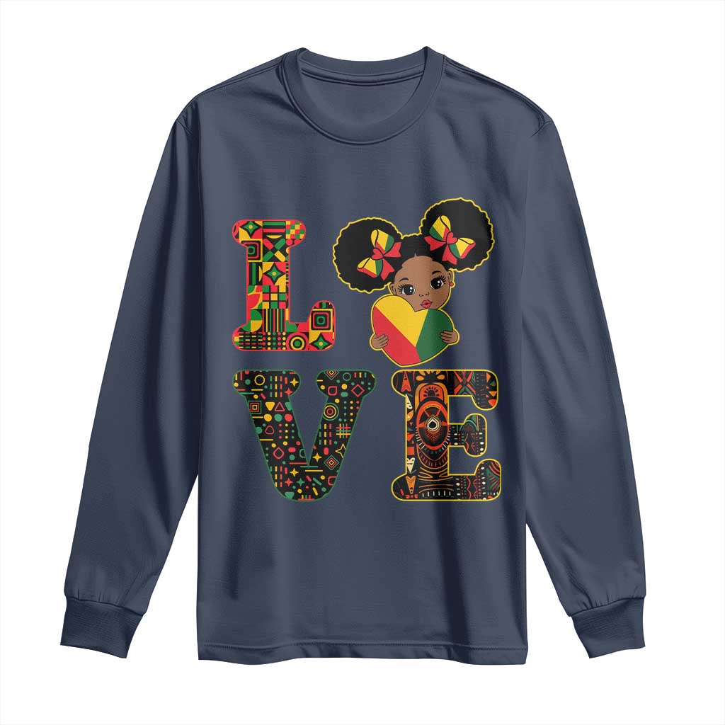 I Am Black Child Cute Girl Long Sleeve Shirt LOVE Black History Month Strong African Pride