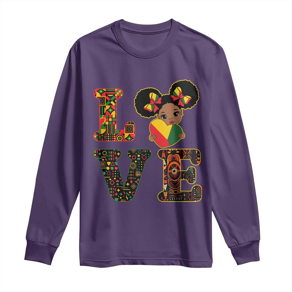 I Am Black Child Cute Girl Long Sleeve Shirt LOVE Black History Month Strong African Pride