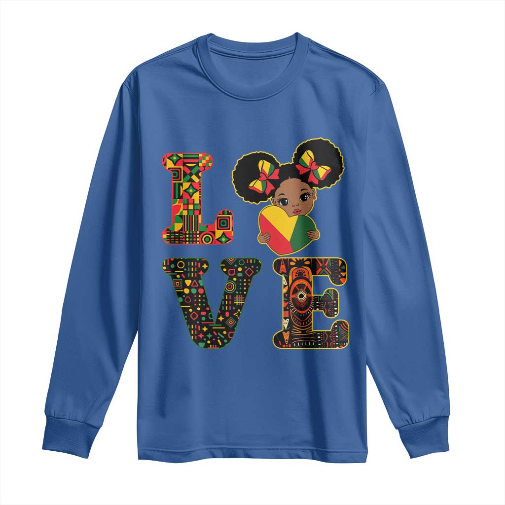 I Am Black Child Cute Girl Long Sleeve Shirt LOVE Black History Month Strong African Pride