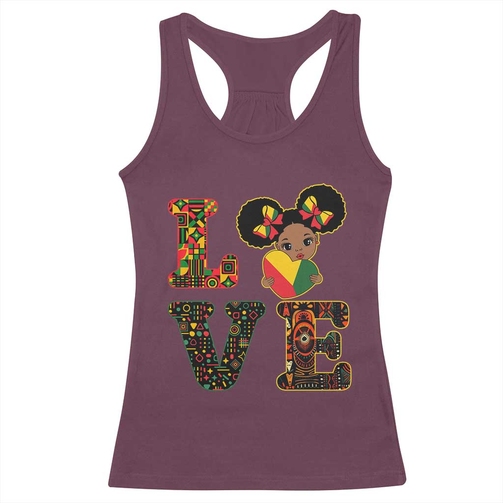 I Am Black Child Cute Girl Racerback Tank Top LOVE Black History Month Strong African Pride