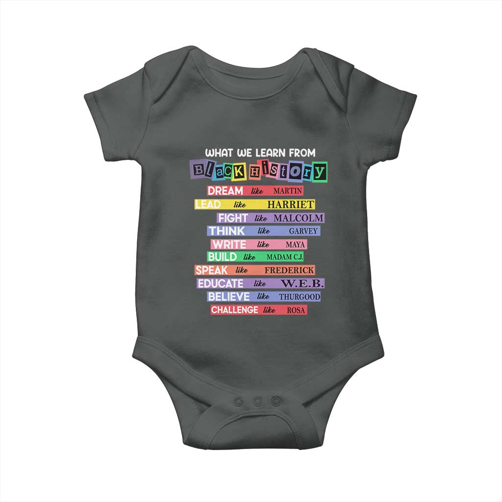 What We Learn From Black History Baby Onesie Black Excellence African Roots Pride TS02