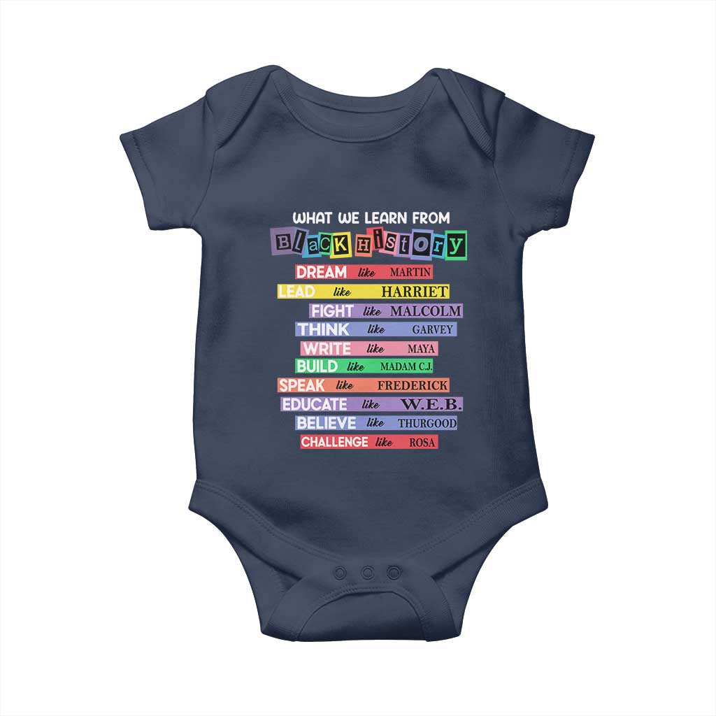 What We Learn From Black History Baby Onesie Black Excellence African Roots Pride TS02