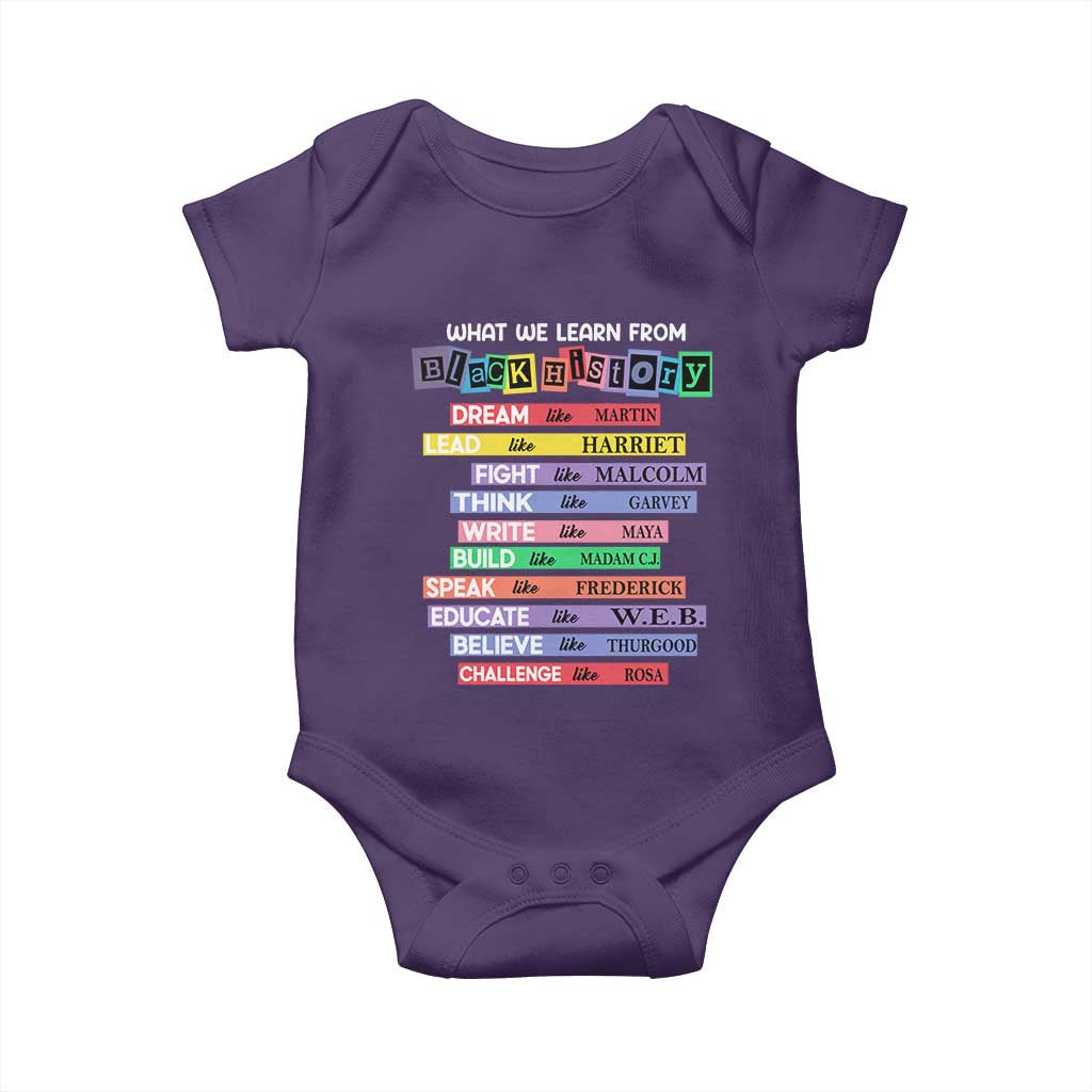 What We Learn From Black History Baby Onesie Black Excellence African Roots Pride TS02