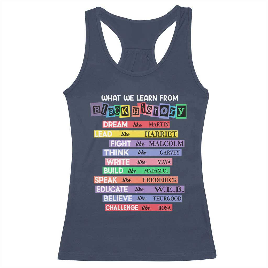 What We Learn From Black History Racerback Tank Top Black Excellence African Roots Pride TS02
