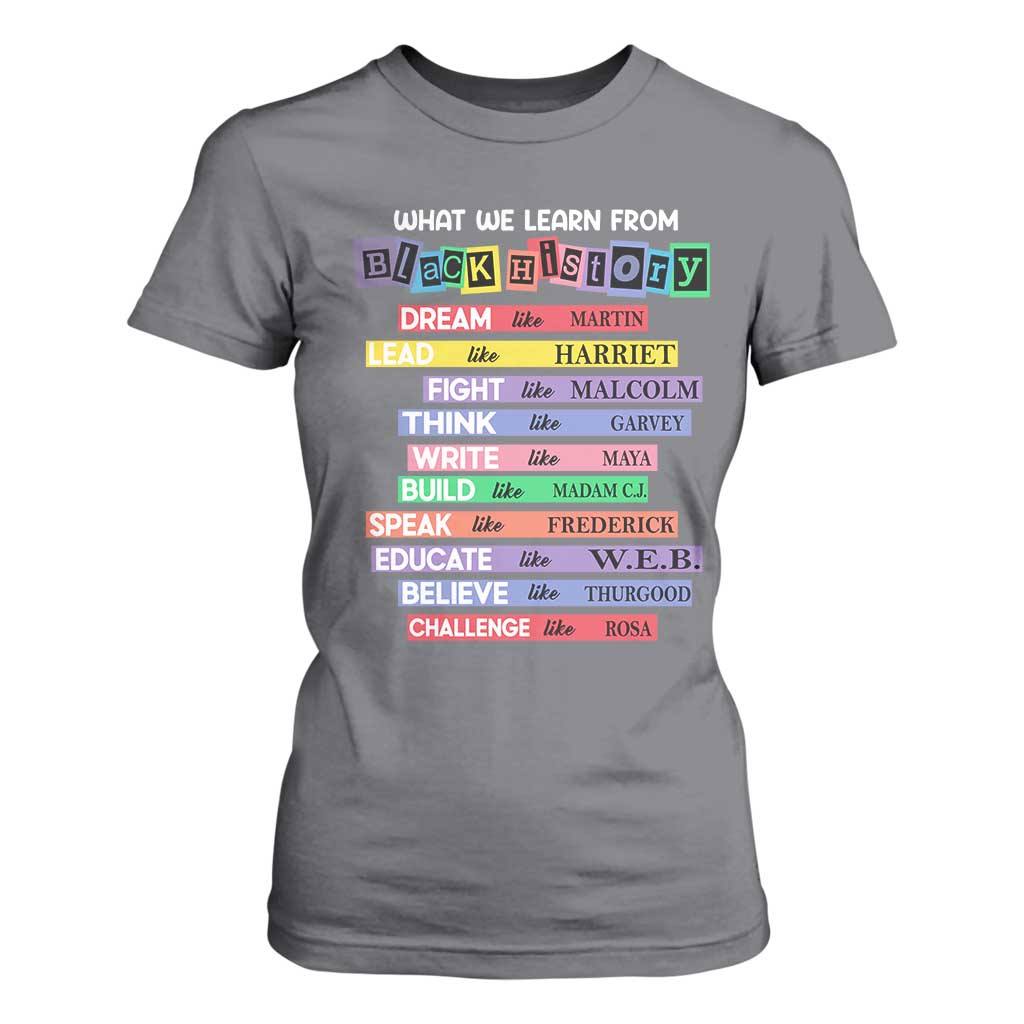 What We Learn From Black History T Shirt For Women Black Excellence African Roots Pride TS02