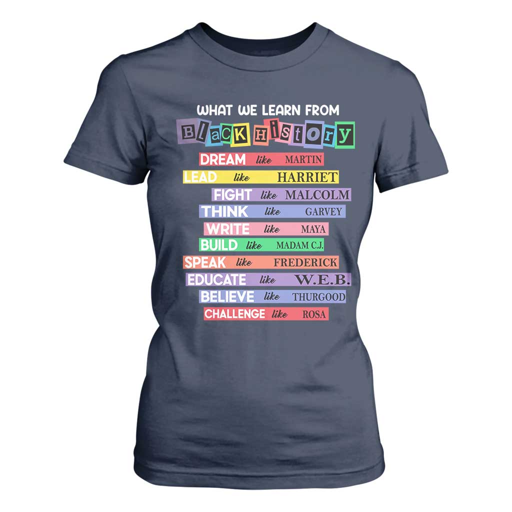 What We Learn From Black History T Shirt For Women Black Excellence African Roots Pride TS02