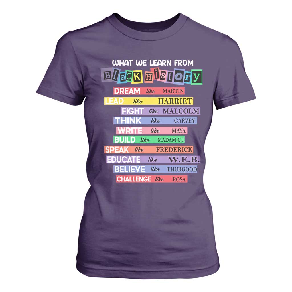 What We Learn From Black History T Shirt For Women Black Excellence African Roots Pride TS02