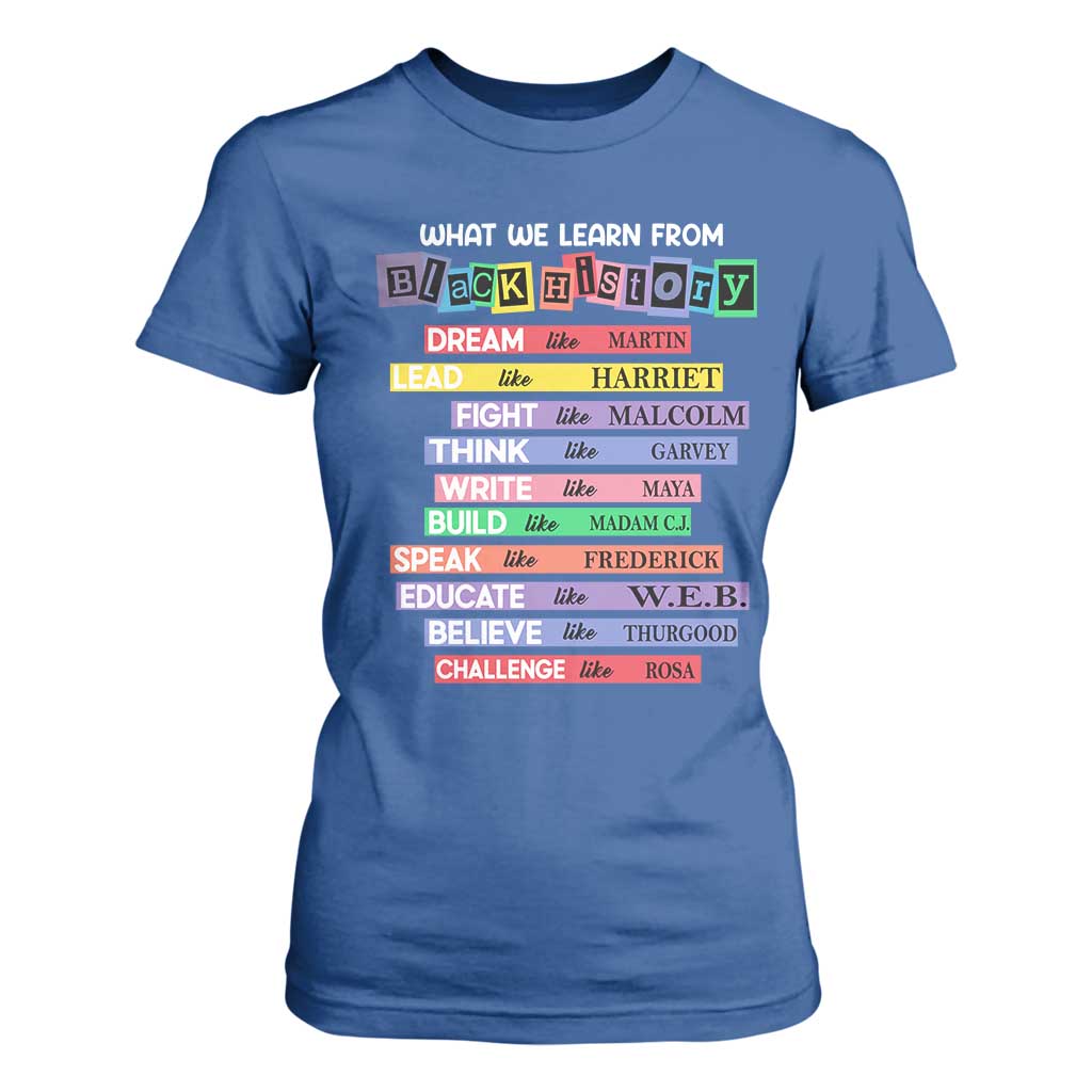What We Learn From Black History T Shirt For Women Black Excellence African Roots Pride TS02