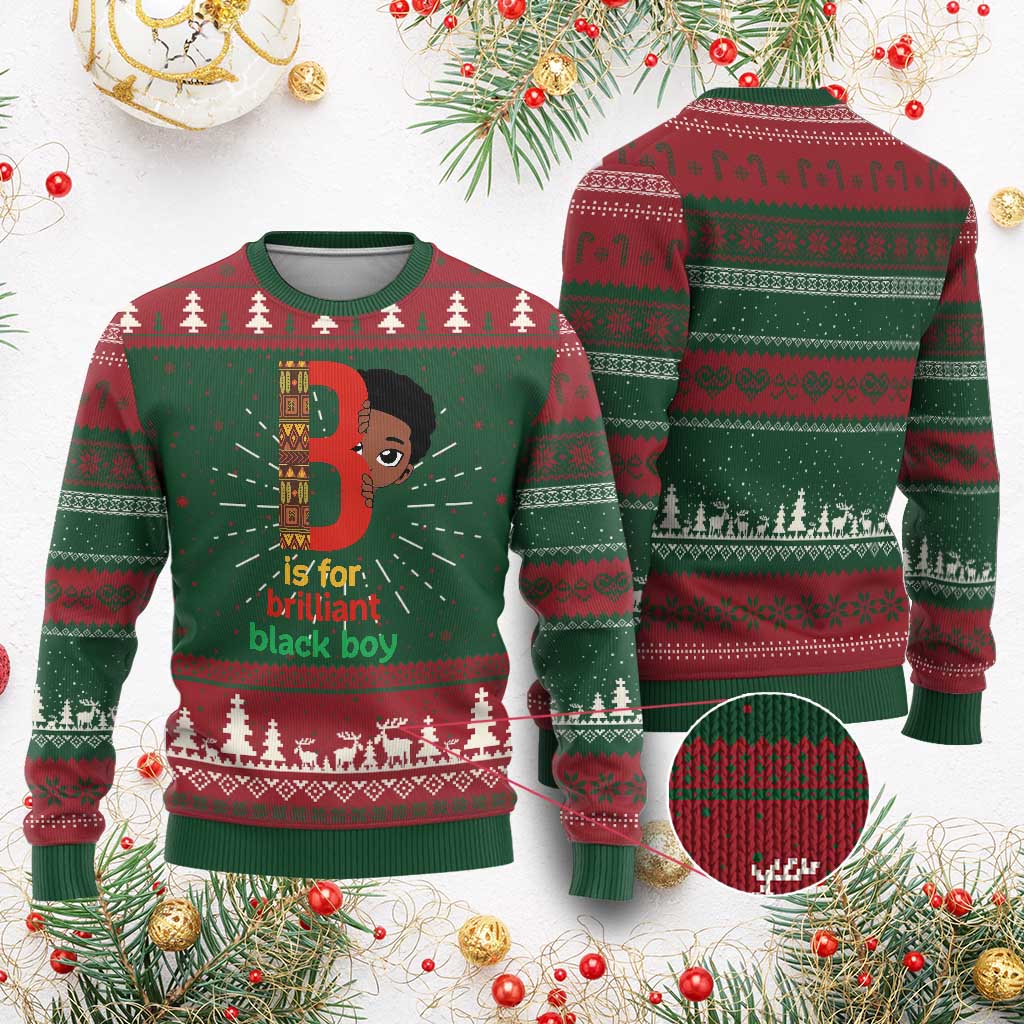 Black History Month Boy Knit Sweatshirt B Is For Brilliant HBCU Education