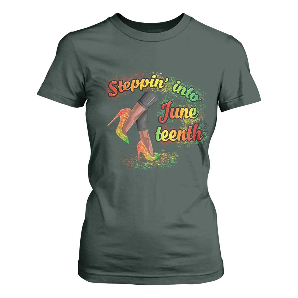 Stepping Into Juneteenth T Shirt For Women High Heels African American Black History