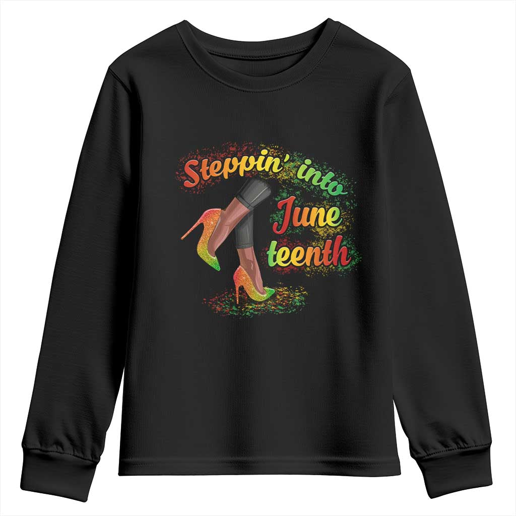 Stepping Into Juneteenth Youth Long Sleeve Shirt High Heels African American Black History