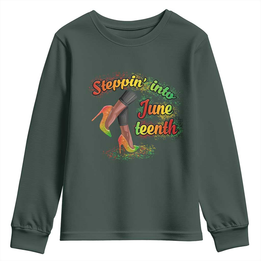 Stepping Into Juneteenth Youth Long Sleeve Shirt High Heels African American Black History