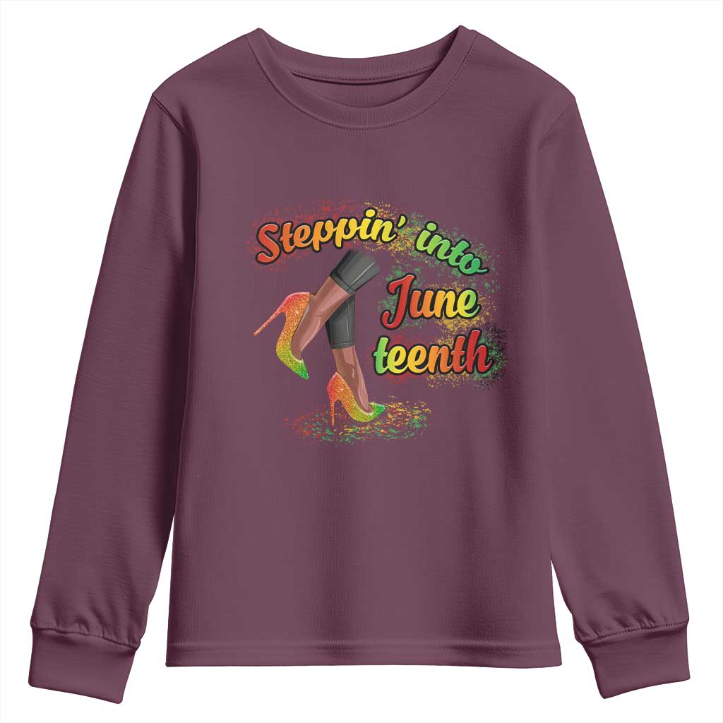 Stepping Into Juneteenth Youth Long Sleeve Shirt High Heels African American Black History