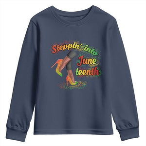 Stepping Into Juneteenth Youth Long Sleeve Shirt High Heels African American Black History