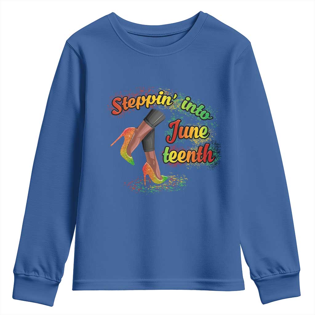 Stepping Into Juneteenth Youth Long Sleeve Shirt High Heels African American Black History