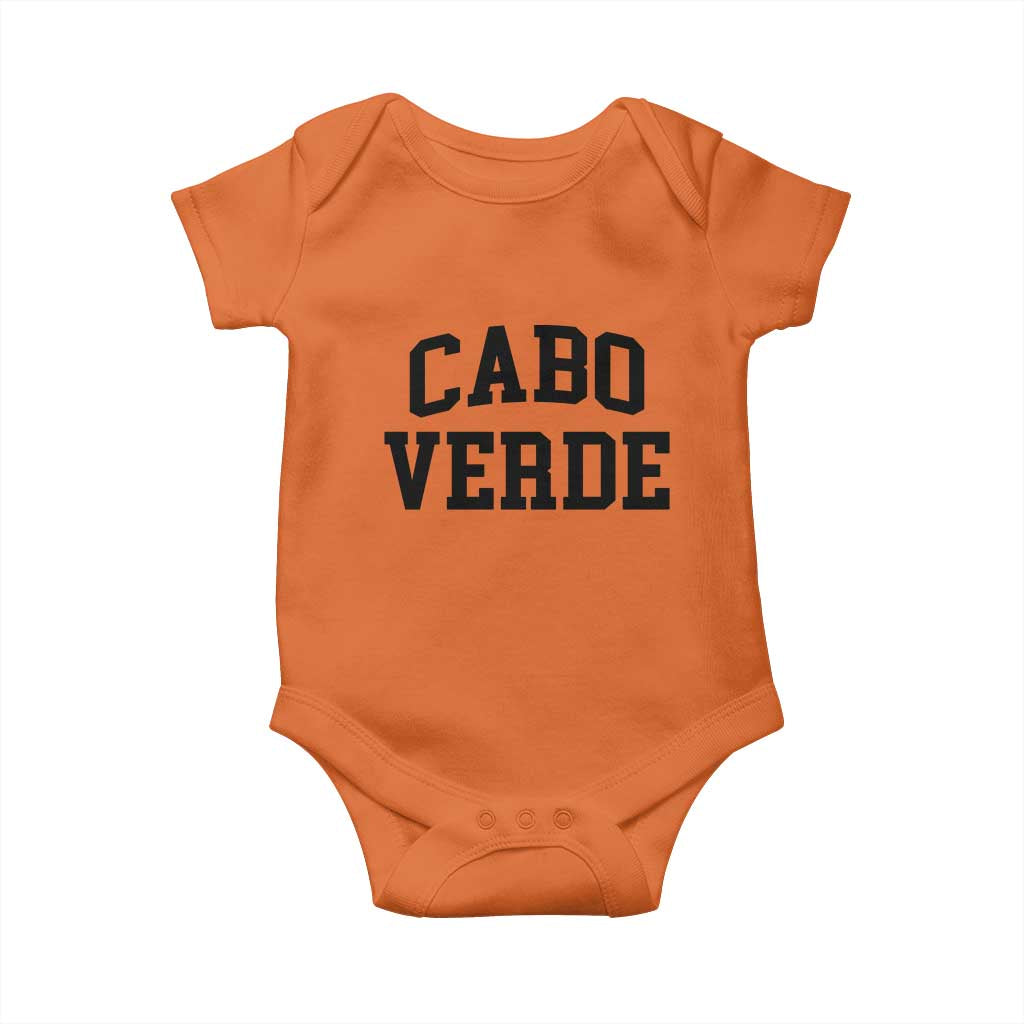 Cabo Verde Returns Home National Pride Varsity Style Baby Onesie Cape Verde Minimalist Text Graphic