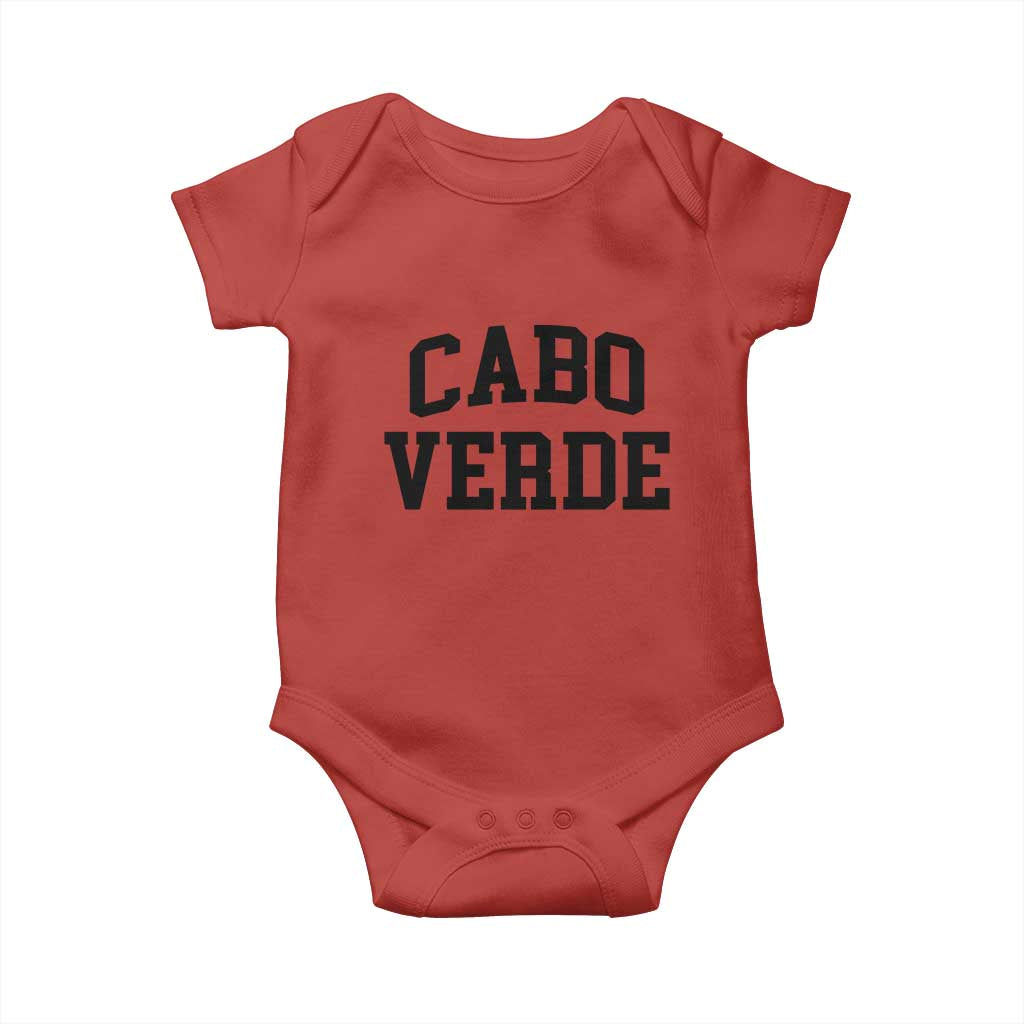 Cabo Verde Returns Home National Pride Varsity Style Baby Onesie Cape Verde Minimalist Text Graphic
