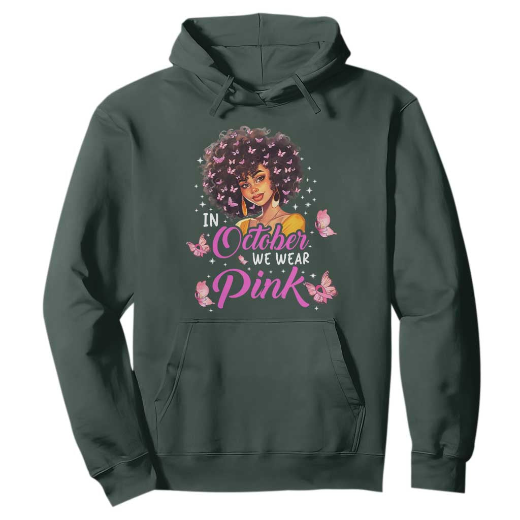 Breast Cancer Awareness Hoodie In October We Wear Pink Black Afro Woman
