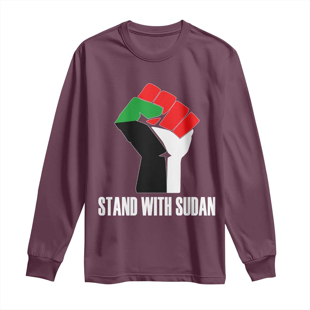 Stand With Sudan Power Fist Long Sleeve Shirt Sudan Flag Activist Peace and Protest